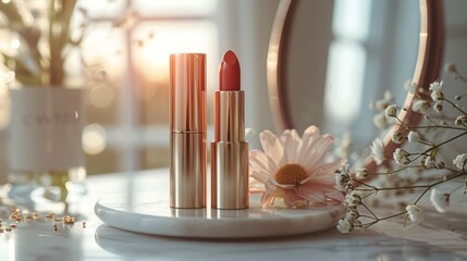 lipstick set product and beauty products collection illustration.