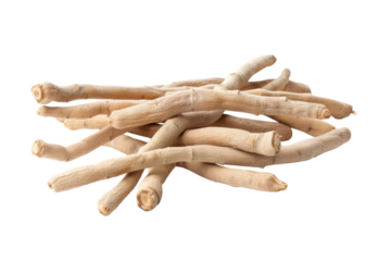 Dried Ashwagandha Roots on White Background - Herbal Medicine, Ayurveda, Natural Remedy, Organic Health Supplement, Adaptogen, Traditional Healing, Herbal Therapy, Stress Relief, Immune Support