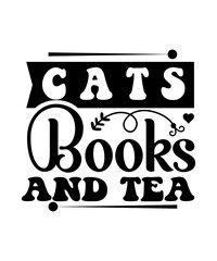 cats books and tea svg