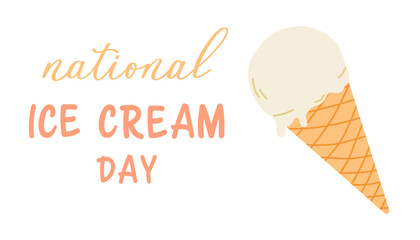 National ice cream day. Holiday concept. Template for background, banner, card and poster. Flat vector isolated illustration