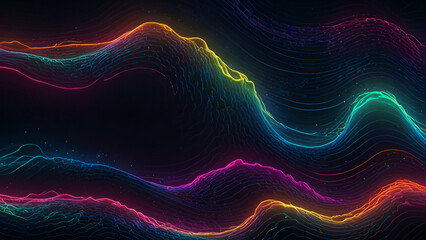 Fototapeta premium Striking background featuring a big neon wave, radiating vibrant colors and dynamic energy for a bold and futuristic look.