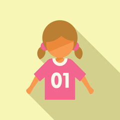 Modern flat design icon of a girl with pigtails in a sporty outfit