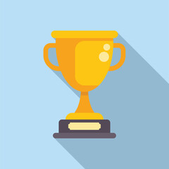 Flat design illustration of a shiny gold trophy, representing success, victory, or achievement