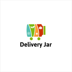 delivery express jar logo. agricultural  farm vector. fresh vegetable design template