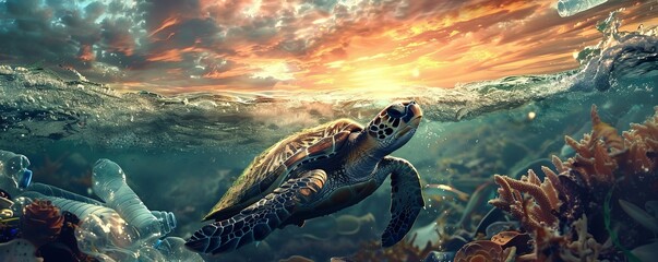 'Turtle Eat Plastic Bag' - Ocean Pollution Problem