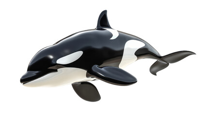 Obraz premium An orca whale on a white background, showcasing sleek design and realistic details.