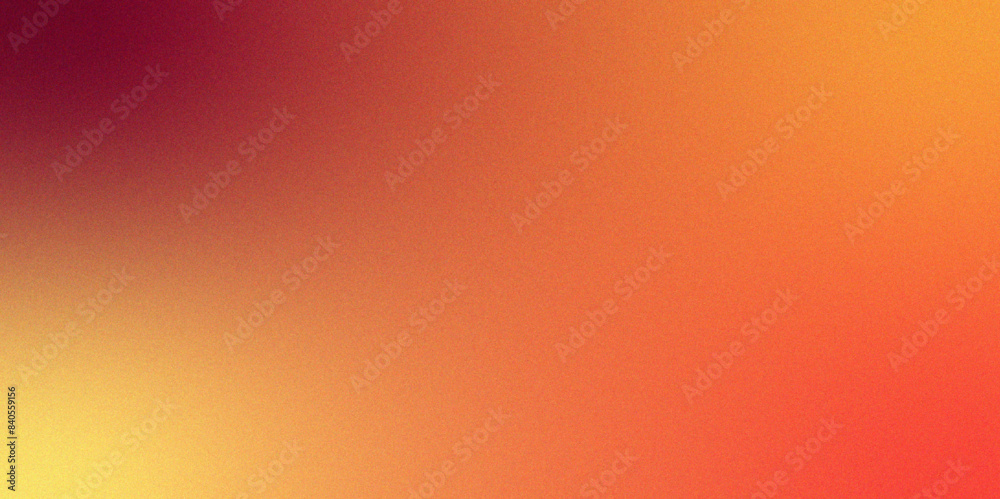 Aufkleber Abstract Red orange grainy gradient noise texture effect. Gradient background with glowing rough grain, noise, and bright spots. Empty space grainy noise grungy texture.