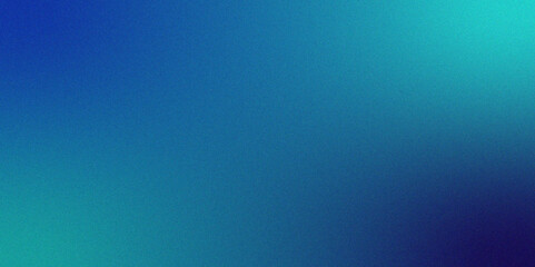Gradient abstract ocean blue background. Teal green blue color gradient background with glowing rough grain, noise, and bright spots. Blurry soft smooth gradient backdrop with grain and noise.