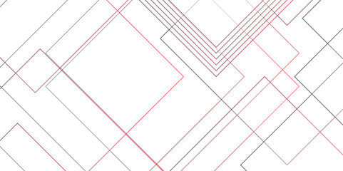 Abstract white red and blue futuristic architecture concept with geometric connection of lines. Geometric squares in bright light with modern design. 