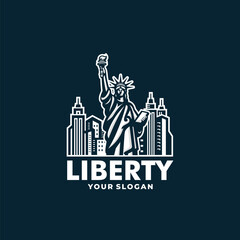 Statue liberty logo vector. EPS 10 editable vector