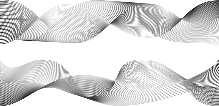 Abstract sine line waves. Wind air flow pattern undulate curves. Science tech swirls with thin twisted connected vibration simple grid. Vector or png certificate background