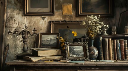 nostalgic still life with vintage photograph in antique frame evoking cherished memories and emotional connections fine art photography