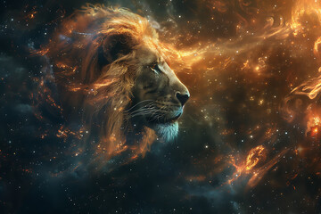 A stunning illustration of the zodiac sign Leo, featuring intricate details and vibrant colors that highlight its majestic symbolism.