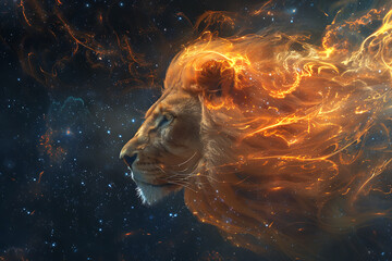 A stunning illustration of the zodiac sign Leo, featuring intricate details and vibrant colors that highlight its majestic symbolism.