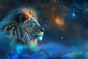 A stunning illustration of the zodiac sign Leo, featuring intricate details and vibrant colors that highlight its majestic symbolism.