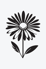 Sun flower silhouette vector illustrator white background