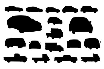 Collection of transportation vehicle silhouette templates. Editable vector illustration in EPS.10