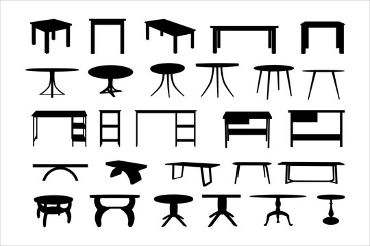 Collection of table silhouette templates. Editable vector illustration in EPS.10