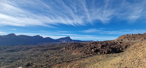 teneriffe isnald volcanic landscape with black sand