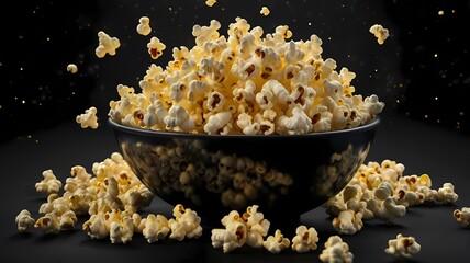 A bowl of popcorn popping in a hot pan