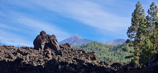 sceneries of tenerife island mountains landscape with pico del teide in the back
