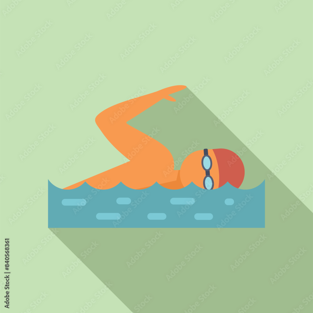 Wall mural Minimalistic flat design freestyle swimmer illustration in vector, perfect for aquatic sports, indoor swim training, and healthy lifestyle concepts