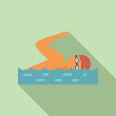 Minimalistic flat design freestyle swimmer illustration in vector, perfect for aquatic sports, indoor swim training, and healthy lifestyle concepts