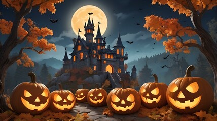 Delightful and creepy Halloween illustrations highlight carved jack-o-lanterns in a humorous way that Each pumpkin has a unique, funny face. Emits a warm and inviting orange glow.