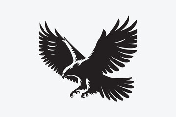 Fly hawk black silhouette vector illustrator with white background