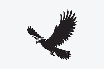 Fly hawk black silhouette vector illustrator with white background