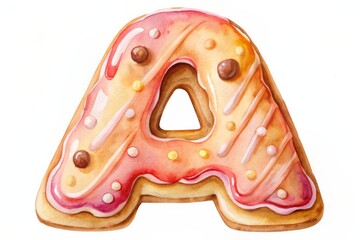 Sweet and colorful donut-shaped letter "A" with sprinkles.