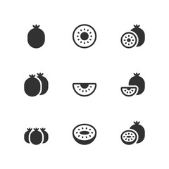Naklejka premium Kiwi Icon Set. Vector Illustration.