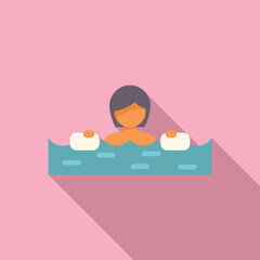 Flat design illustration of a woman relaxing in a spa with serene facial expression