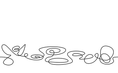 Curve line horizontal  seamless pattern isolated on white background. Hand drawn vector  illustration.  Continuous line drawing art.