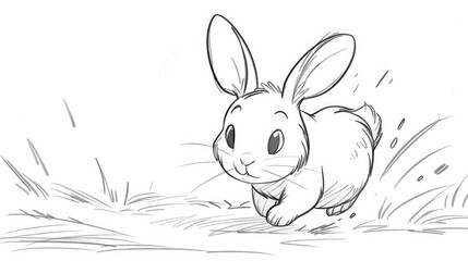 Obraz premium Cartoon a rabbit lines used for teaching Generative Ai