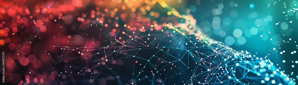 Leinwandbilder abstract colorful digital network background with bokeh light effects, showcasing a modern and futur