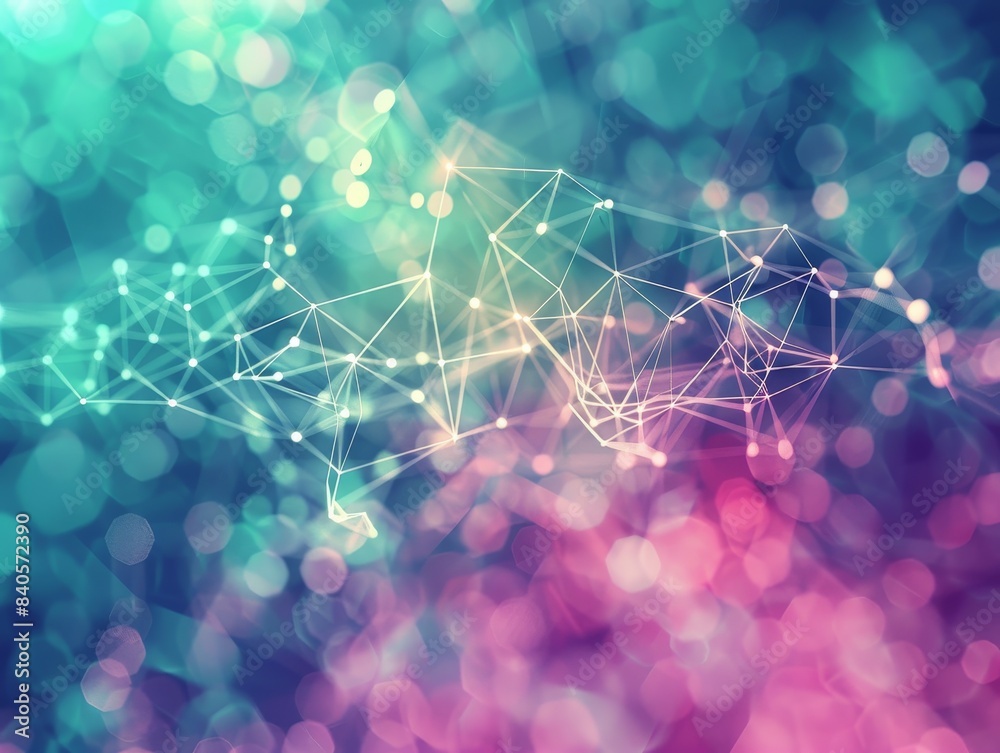 Leinwandbilder abstract digital network with colorful bokeh in the background, representing technology, connectivit