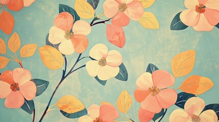 Fototapeta premium retro-themed background with vintage patterns and pastel colors.