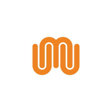 letter mu curves linked geometric logo vector