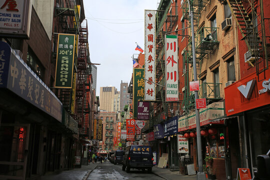 New york chinatown street view, bayard street, near Manhattan, CANAL STREET,