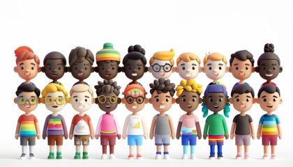 43 Inclusive 3D cartoon characters representing the LGBTQ community