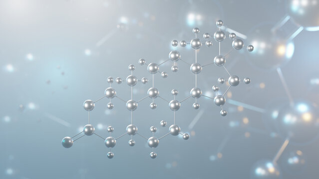 oxandrolone molecular structure, 3d model molecule, oxandrin, structural chemical formula view from a microscope