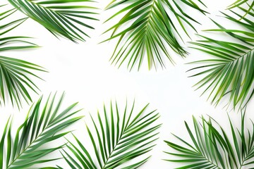 Minimalist design of palm leaf pattern on white background, vibrant and elegant Ideal for modern and tropical themes