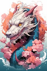 Painting and design of ancient dragon suitable for background, design, art or wallpaper