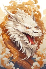 Painting and design of ancient old dragon suitable for background, design, art or wallpaper.