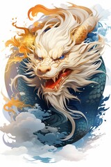 Painting and design of ancient old dragon suitable for background, design, art or wallpaper.