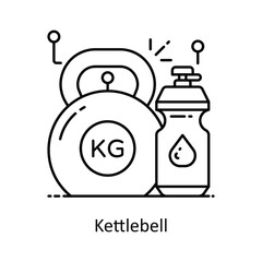Kettle bell vector outline icon style illustration. Symbol on White background EPS 10 File