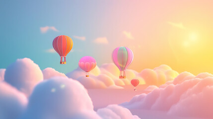 hot air balloon in the sky, colorful balloons flying, adventure in the clouds, travel and freedom, vector illustration with hot air balloons, vibrant journey in the air