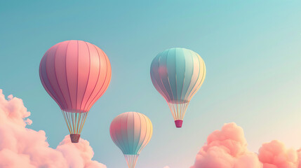 Obraz premium hot air balloon in the sky, colorful balloons flying, adventure in the clouds, travel and freedom, vector illustration with hot air balloons, vibrant journey in the air