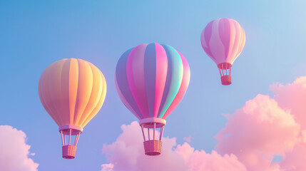 Fototapeta premium hot air balloon in the sky, colorful balloons flying, adventure in the clouds, travel and freedom, vector illustration with hot air balloons, vibrant journey in the air